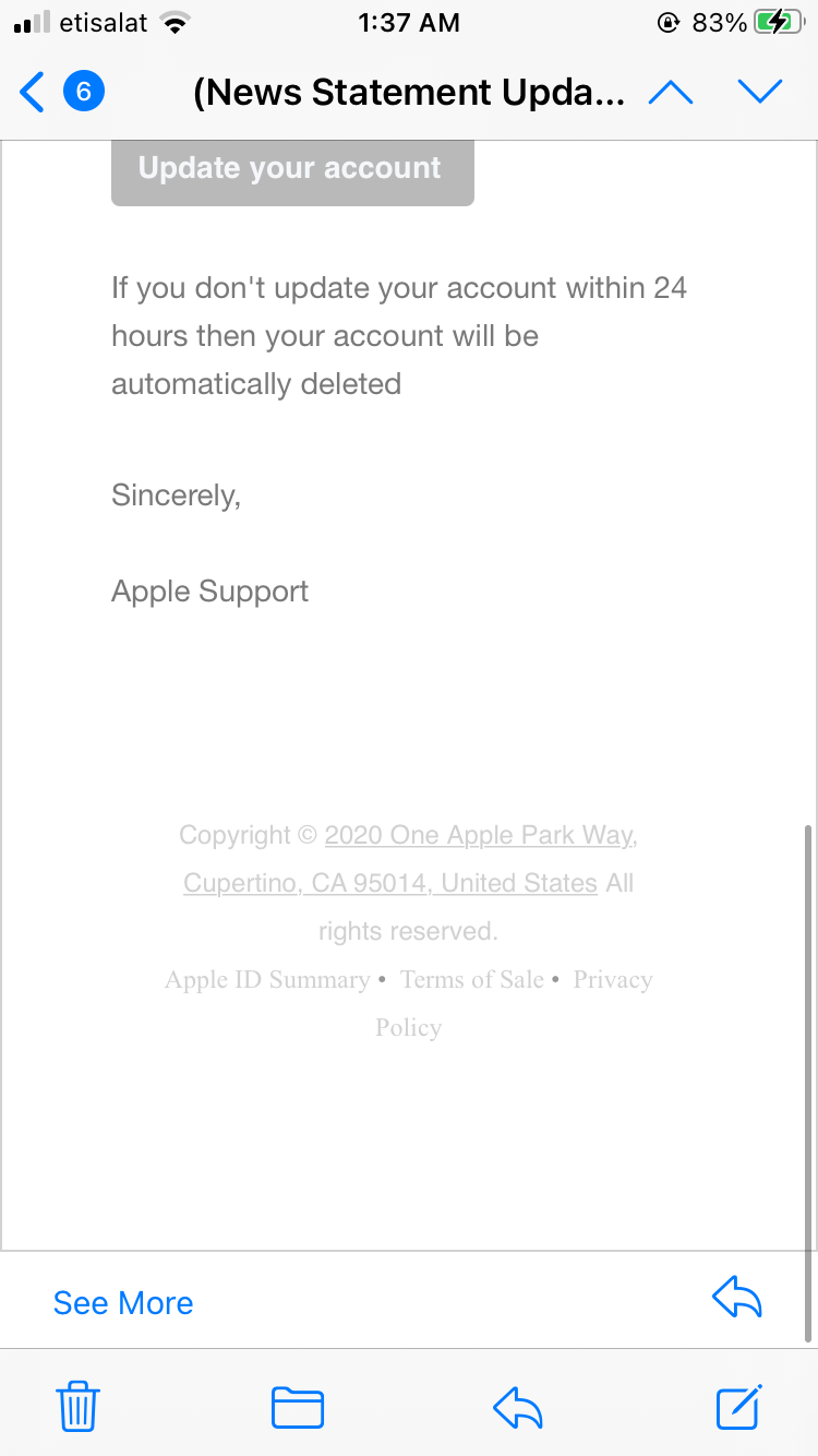 receiving email for update Apple Community