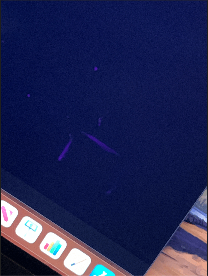 Small purple square on screen with dots g… Apple Community