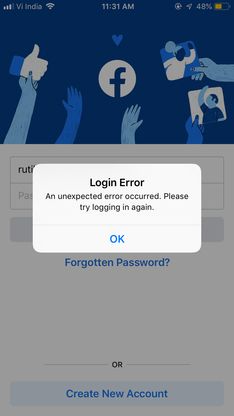 I’m unable to login in facebook app. Apple Community