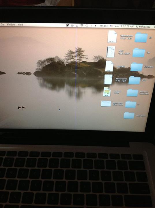 a blue vertical line in my macbook pro.. Apple Community