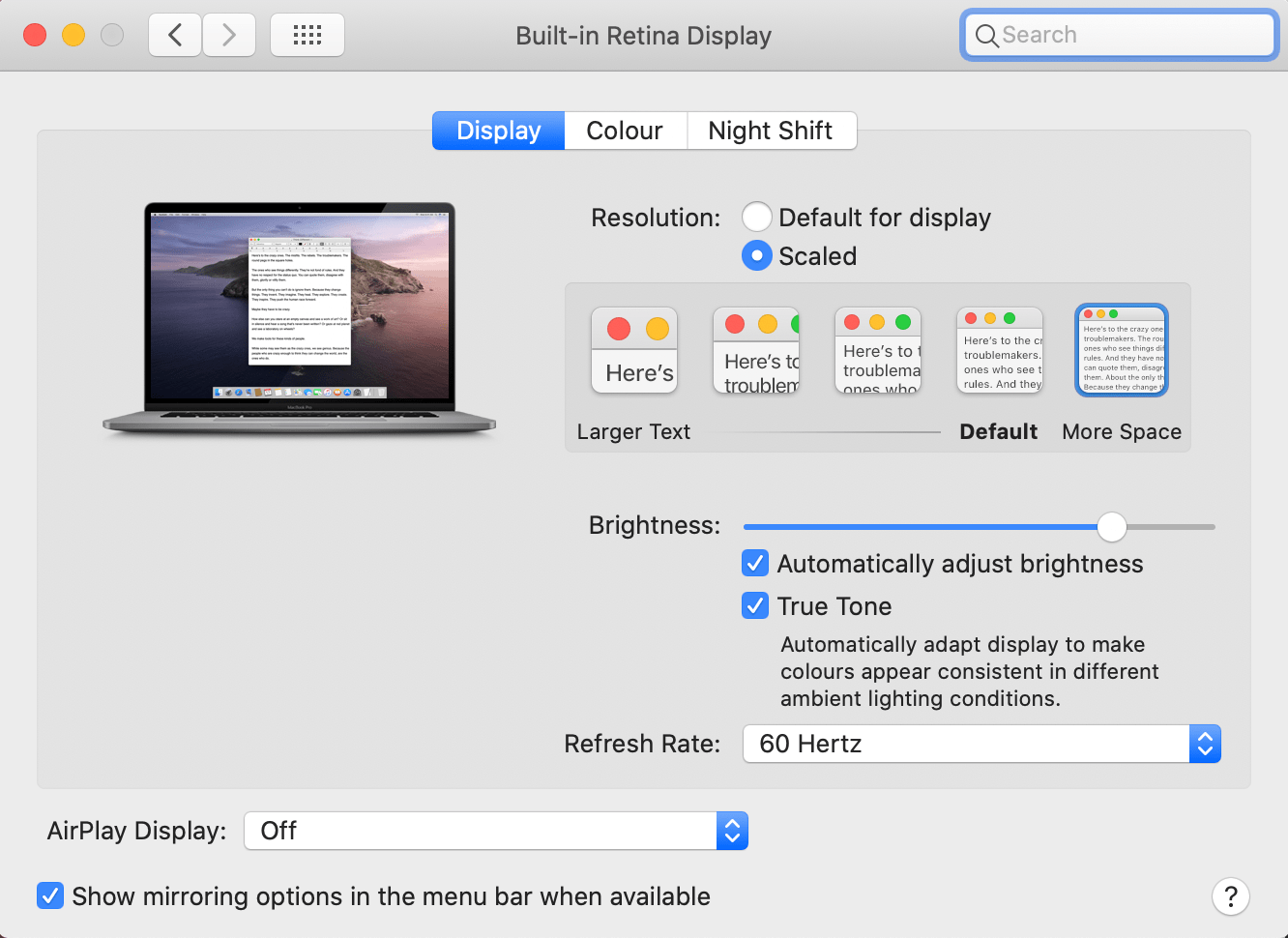 About Macbook Pro 16 inch (2019) scaled r… Apple Community