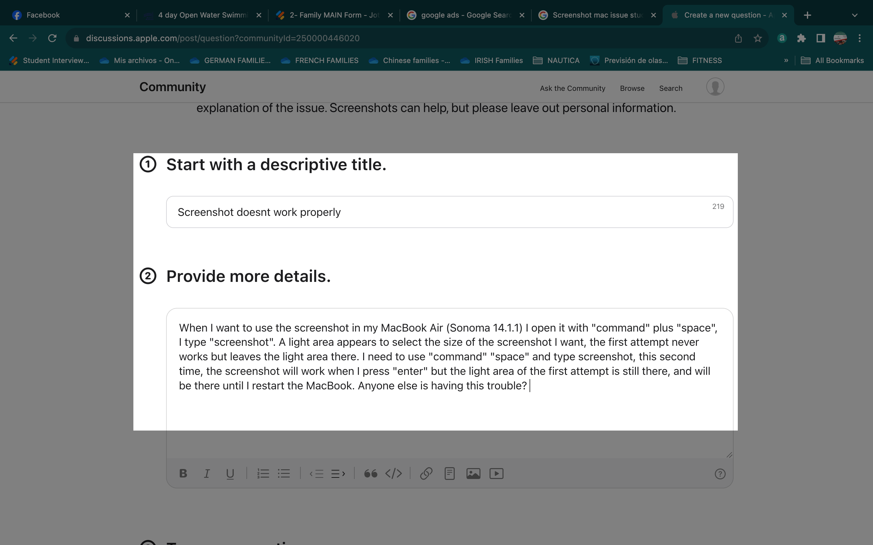 Screenshot doesnt work properly Apple Community