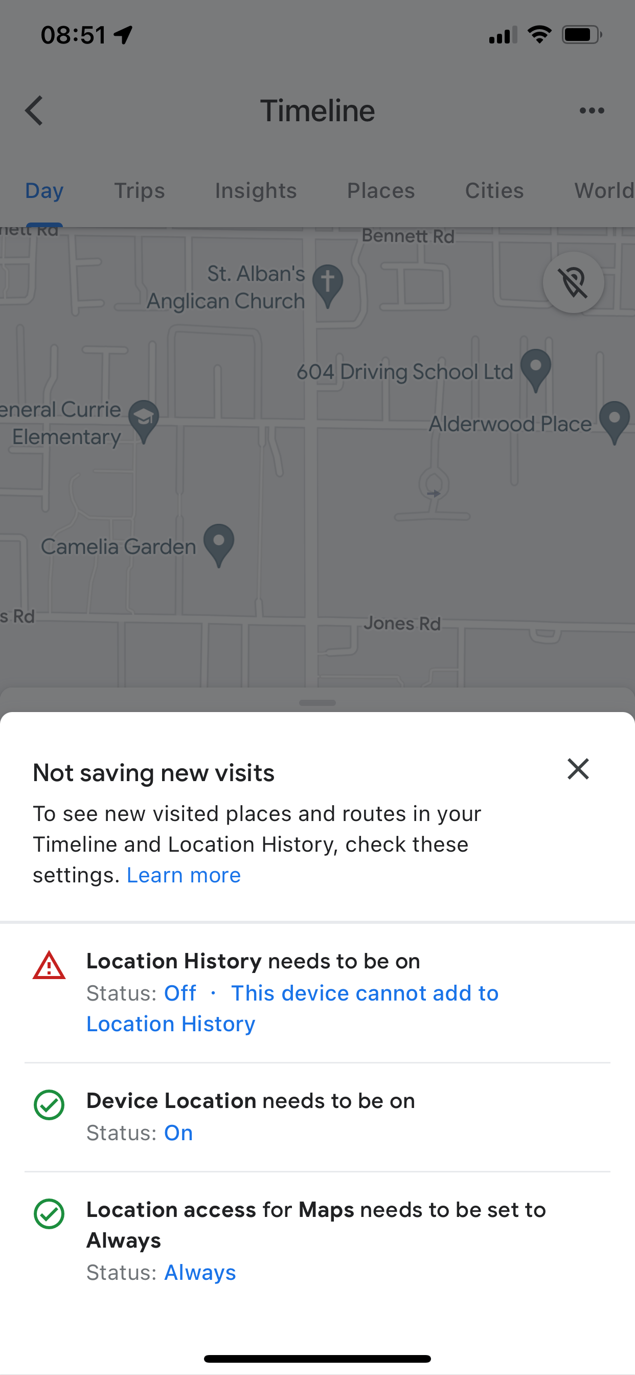 This device cannot add to Location History Apple Community