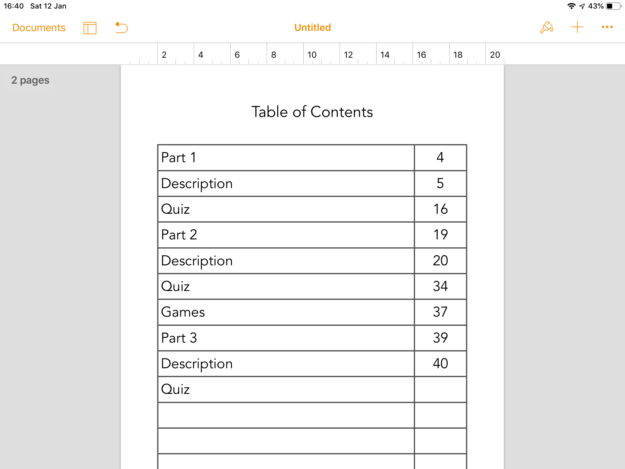 How do I create a table of contents in iO… Apple Community