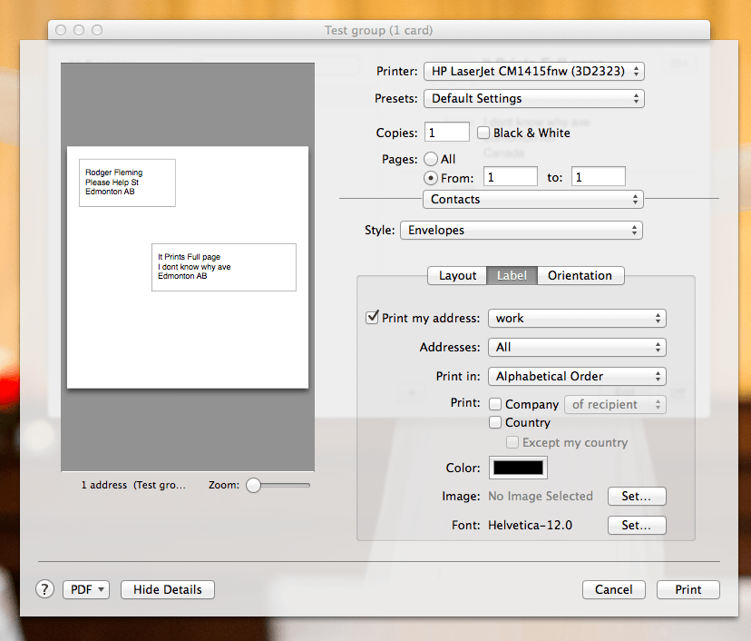 Mac Mini envelopes printing full page siz… Apple Community