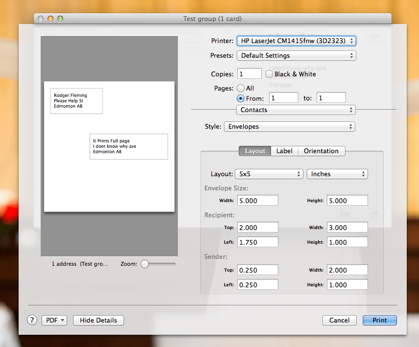 Mac Mini envelopes printing full page siz… Apple Community