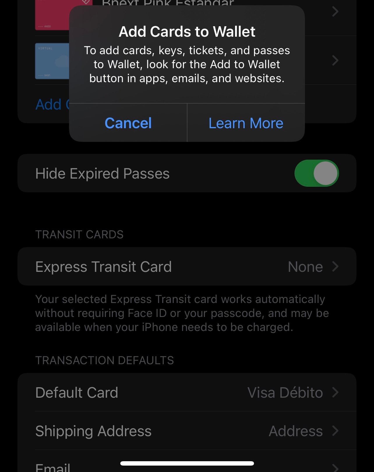 I can not add a new card to my apple wall… Apple Community