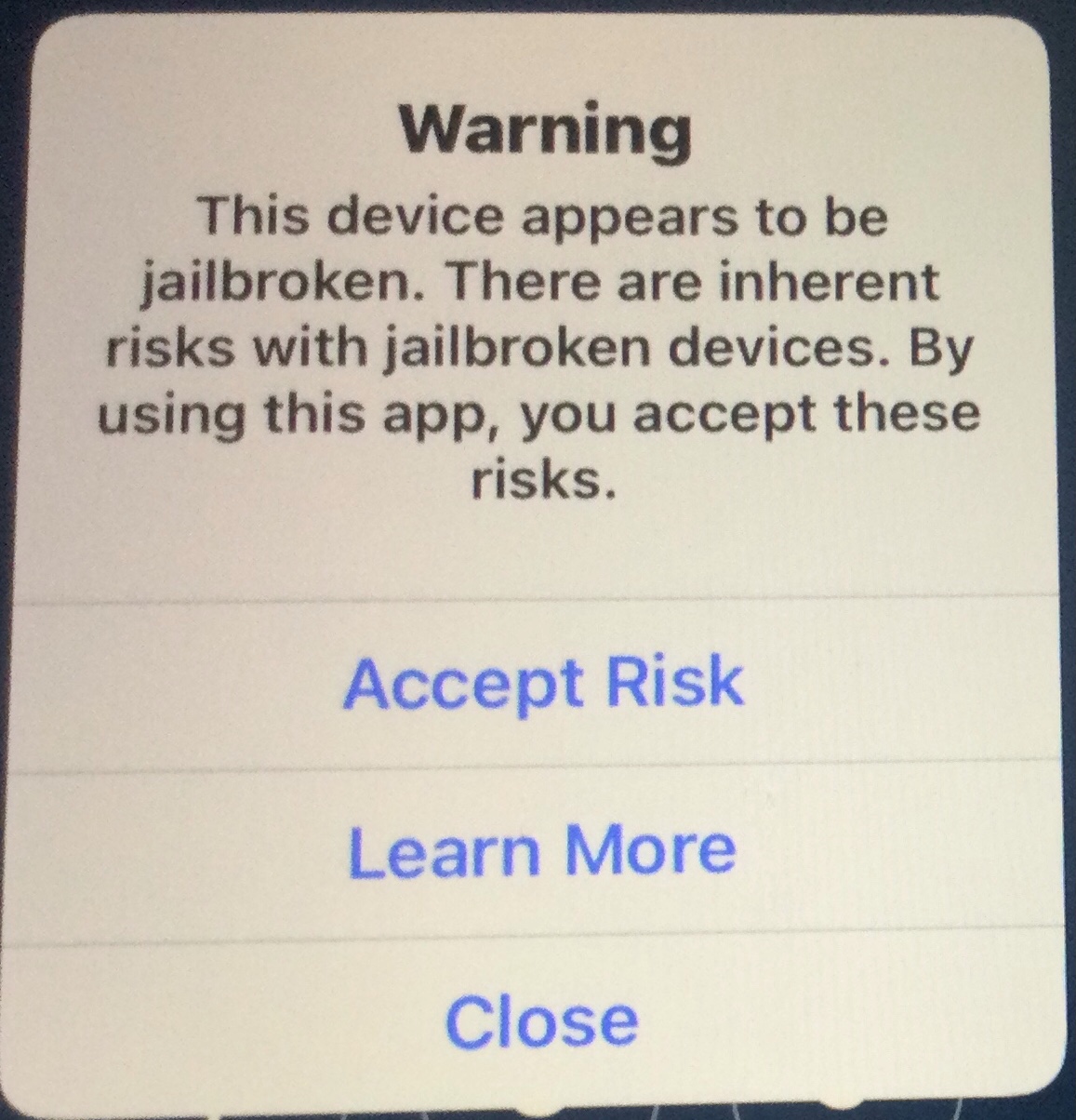 iOS 14 Jailbroken warning message Apple Community