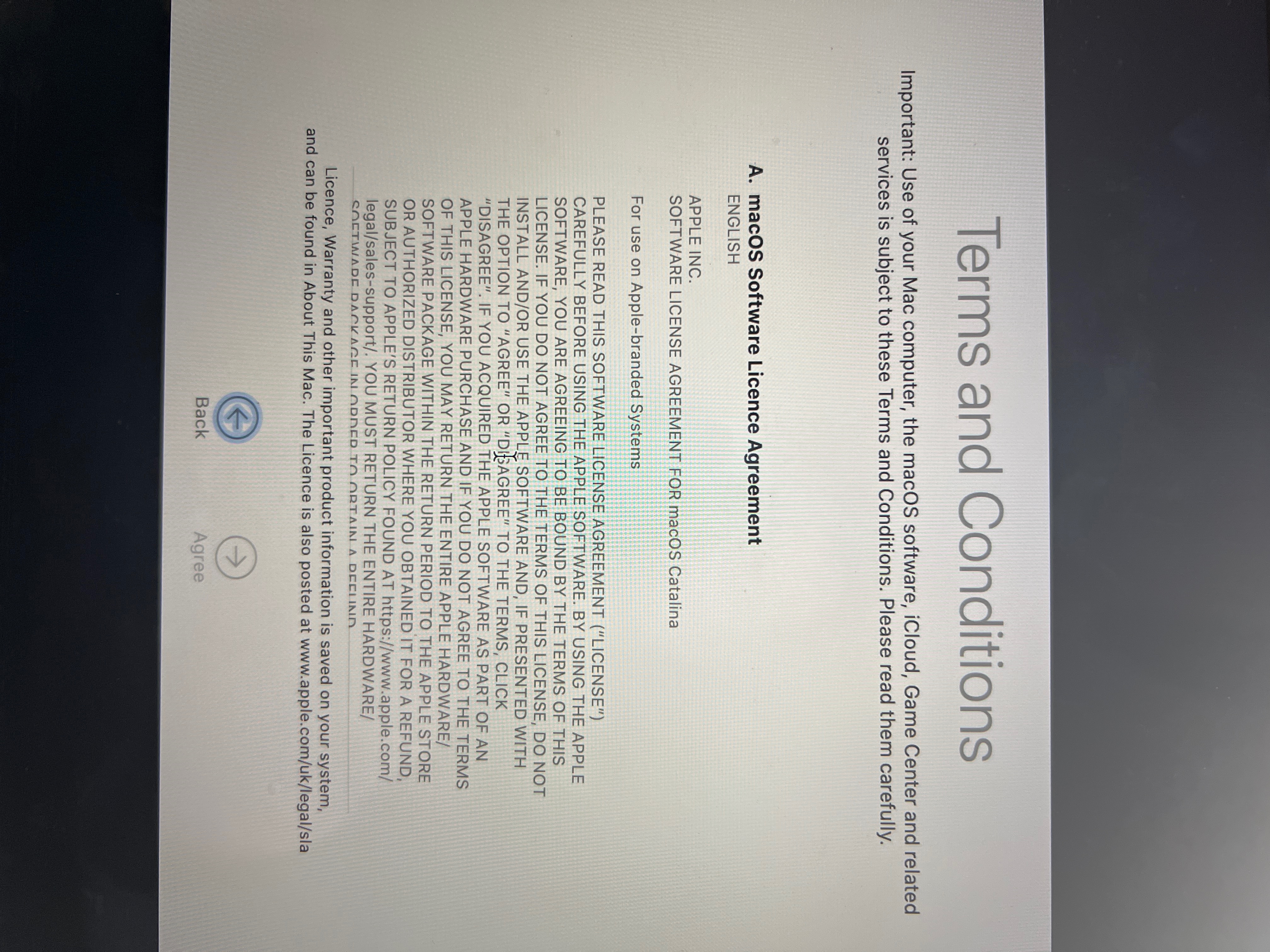 Resetting MacBook but can&rsquo;t accept Terms … - Apple Community