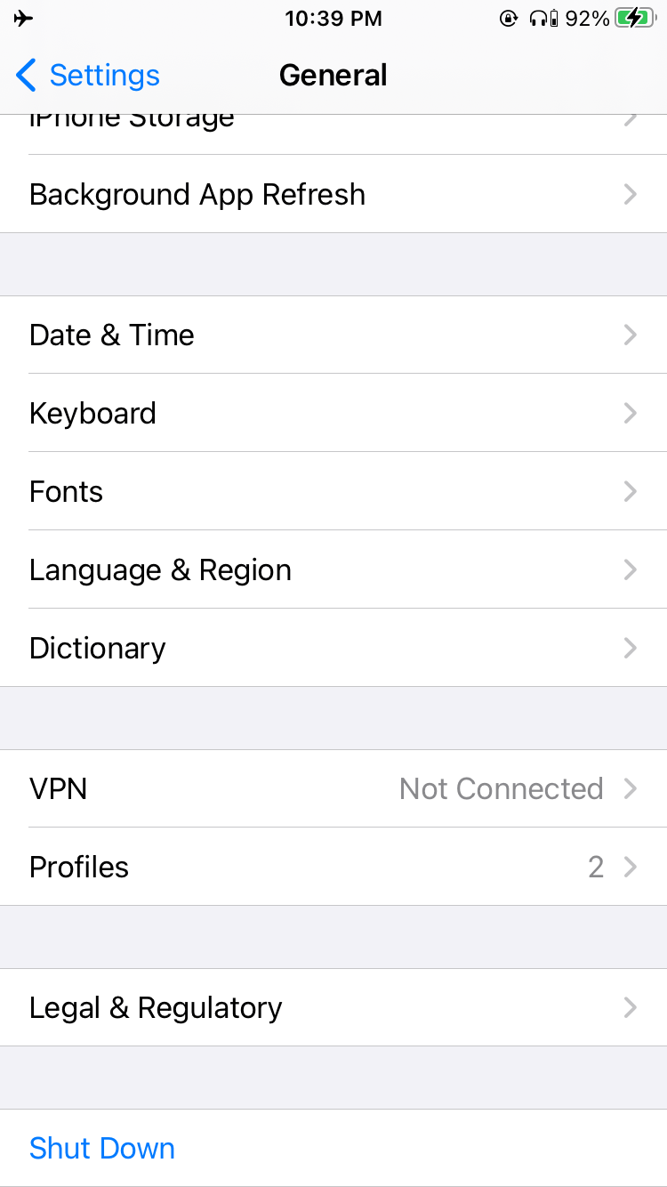 My phone doesn't have profile and managem… Apple Community