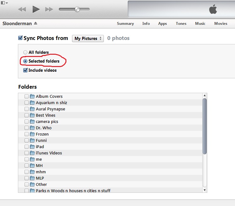 itunes 'selected folders' greyed out on p… Apple Community