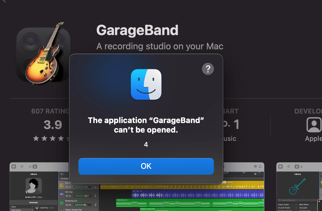 The application “GarageBand” can’t be ope… Apple Community