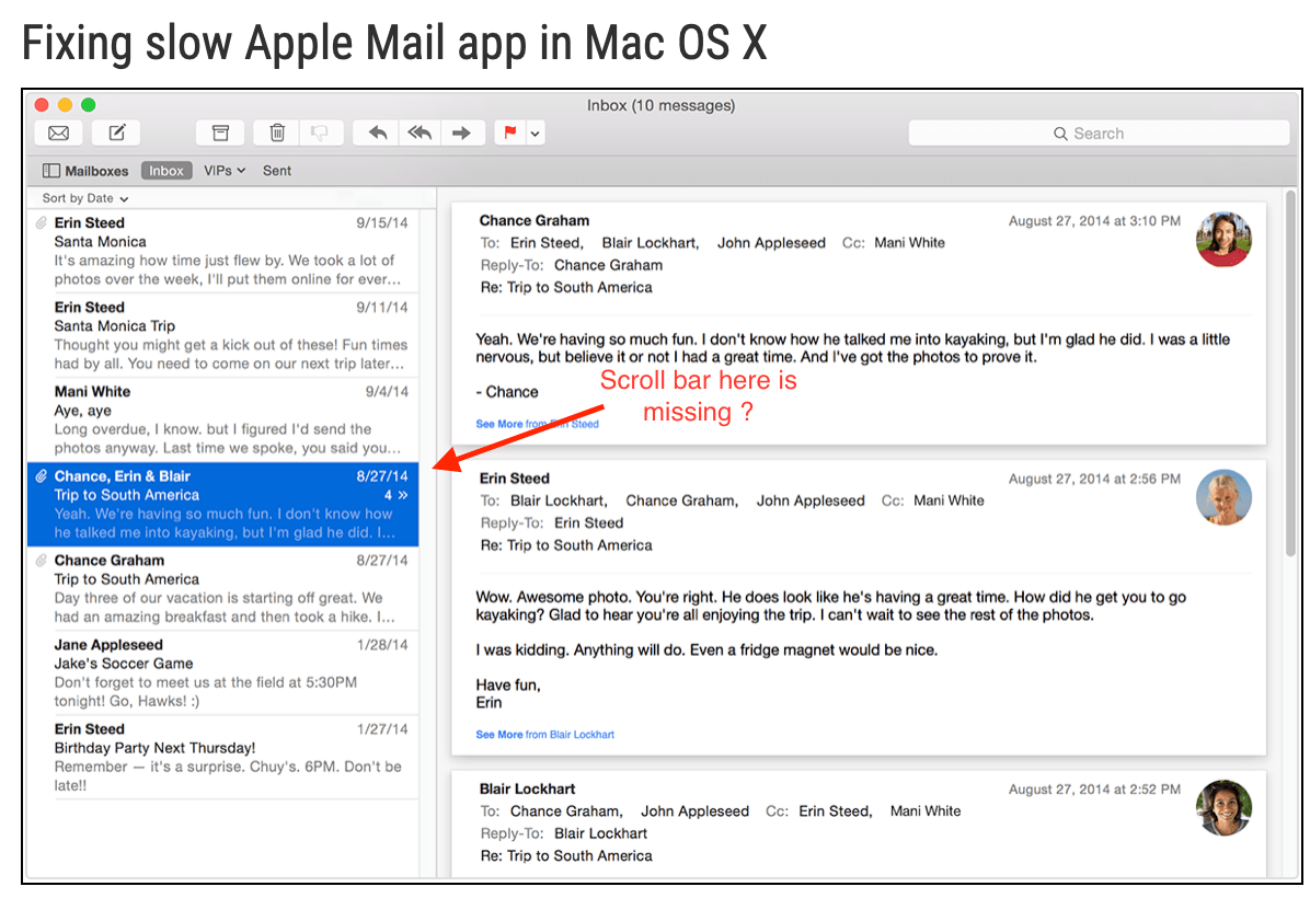 Scroll bar missing in mail app ? Apple Community