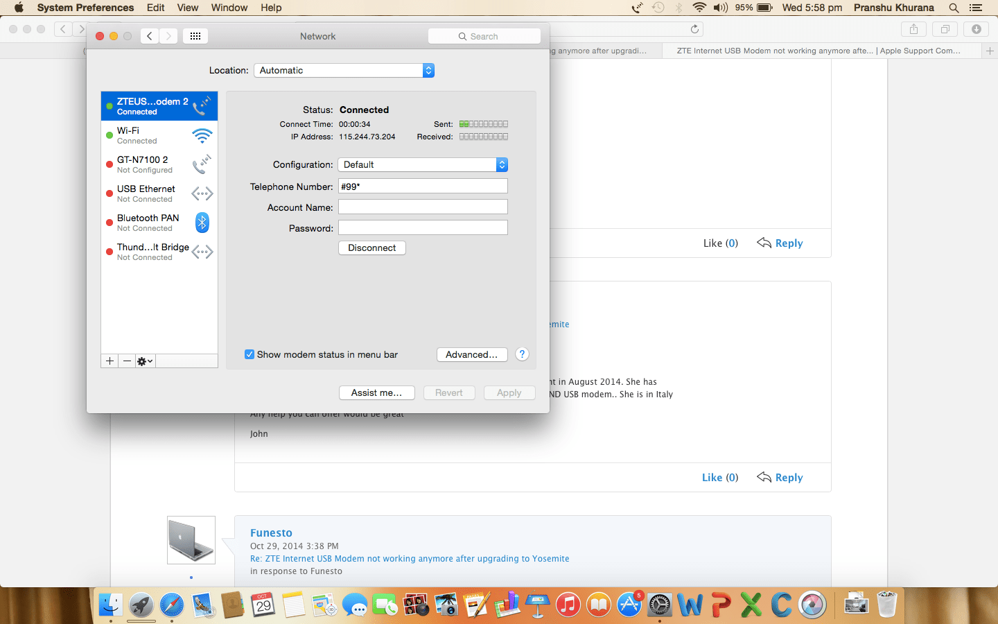 ZTE USB Modem not working anymor… Apple Community