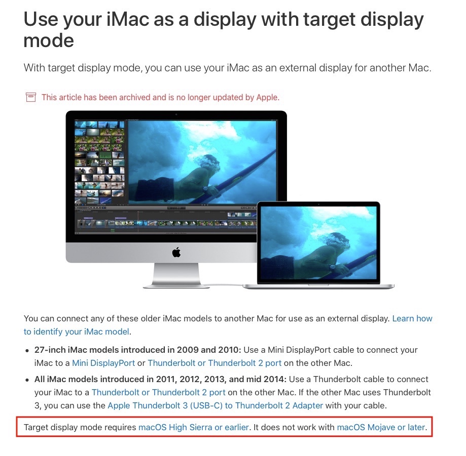 Target Display Mode from a macbook pro to… Apple Community