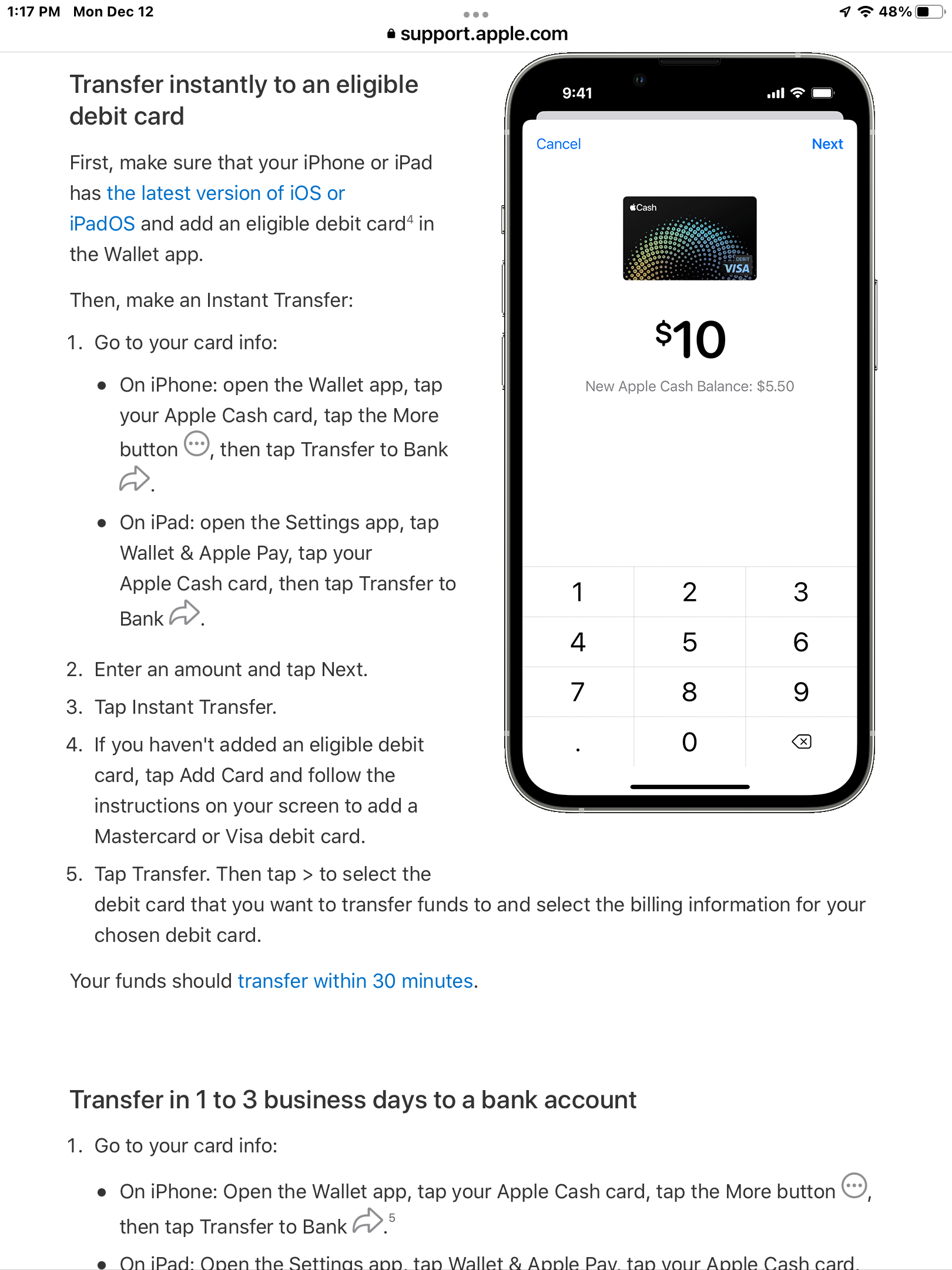 Can’t add Apple cash to my wallet on Ipad Apple Community