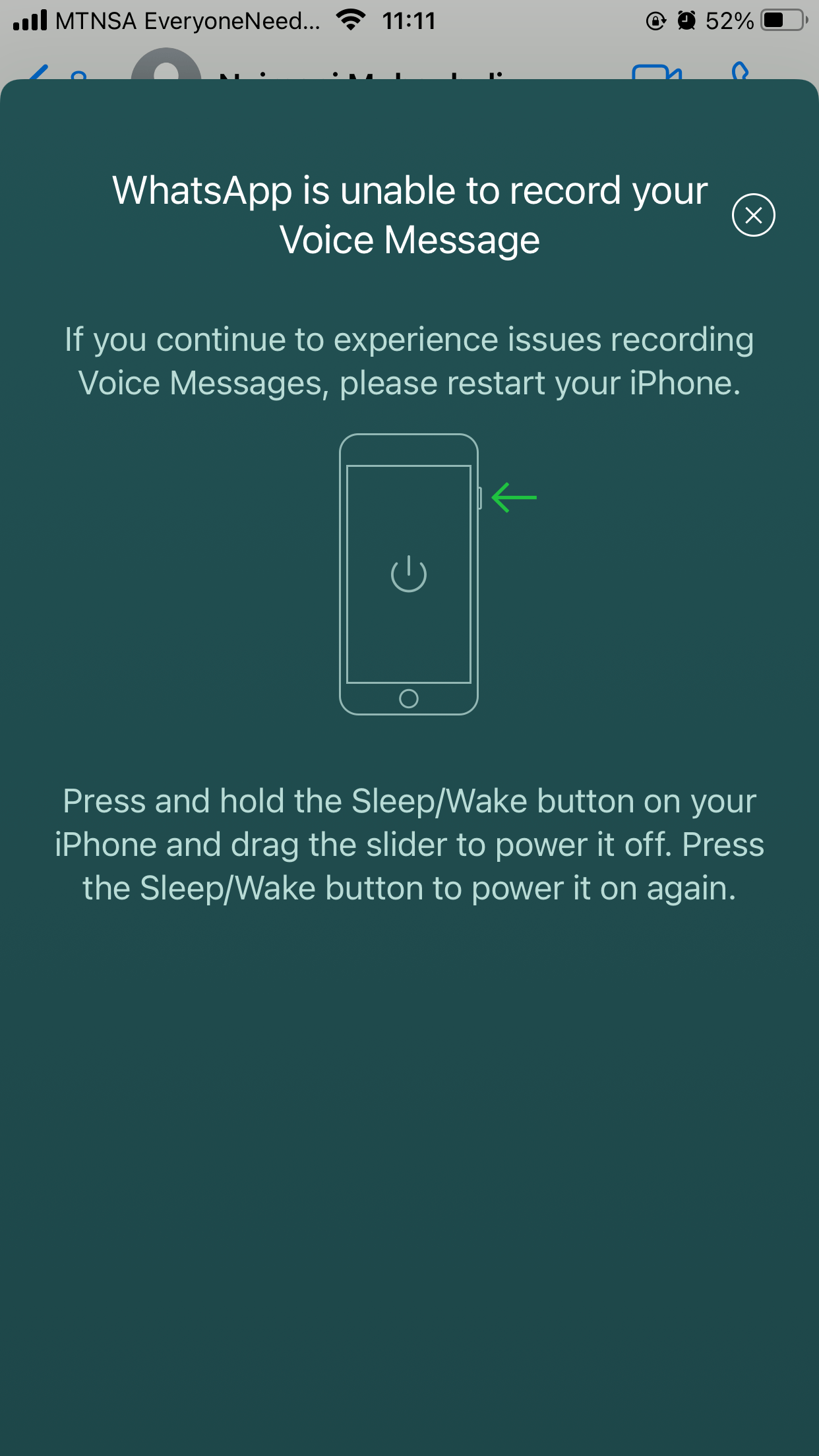 WhatsApp voice note error Apple Community