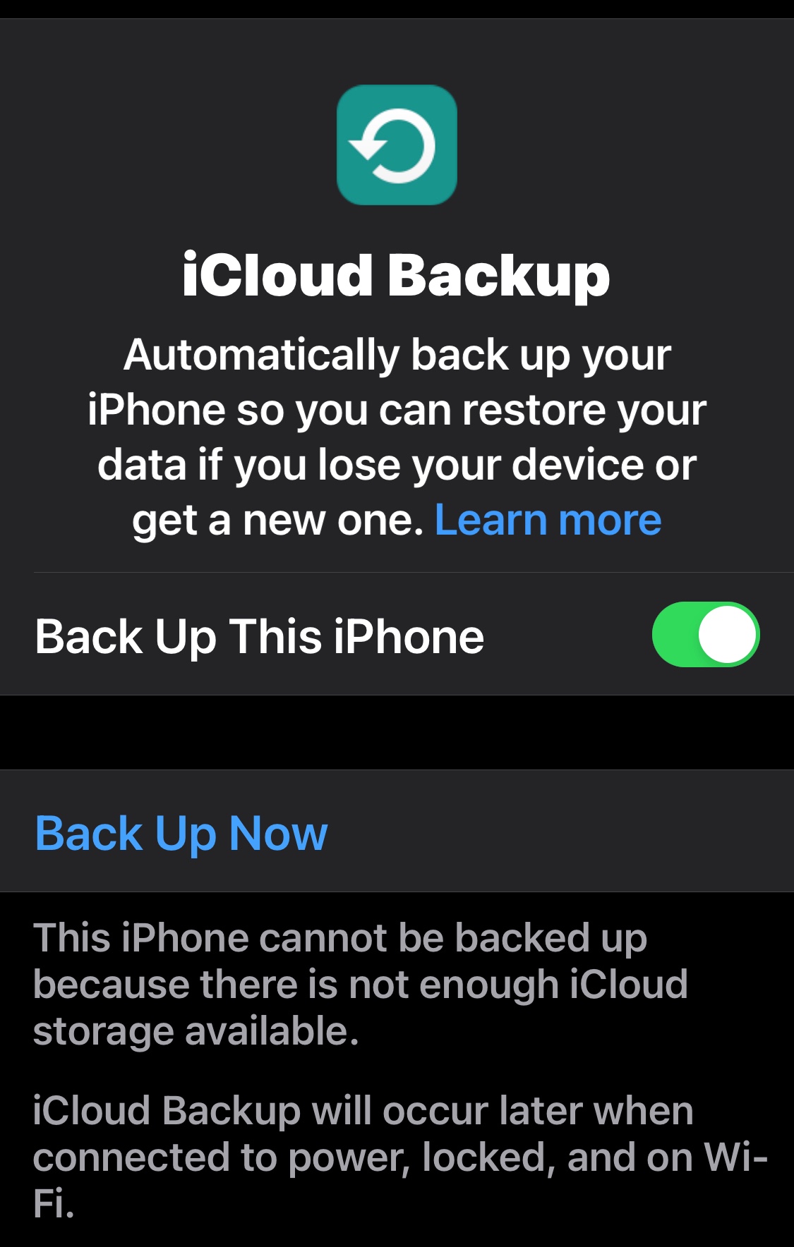 I still can't backup my iPhone. Apple Community