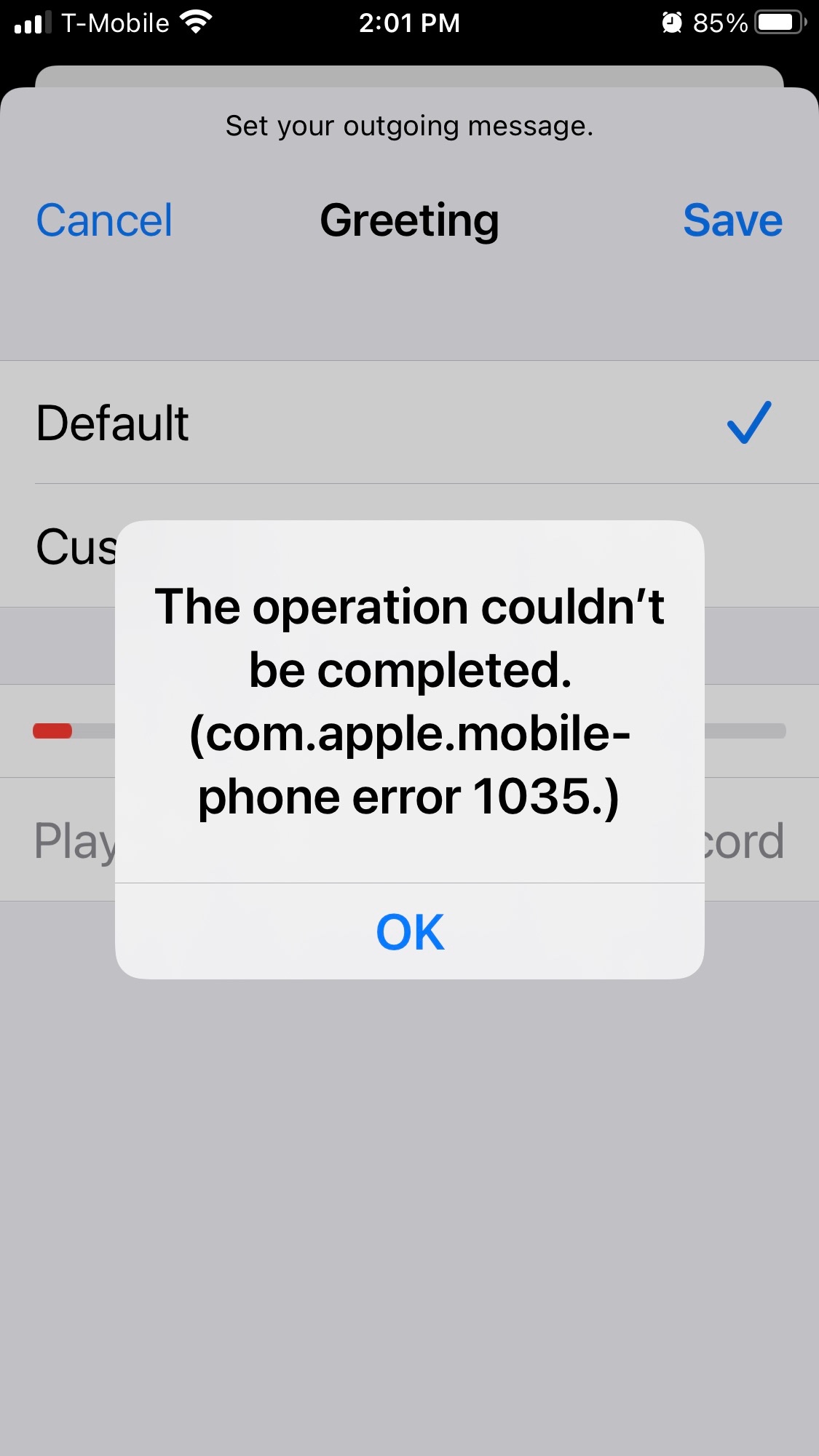 Error 1035 on TMobile Apple Community