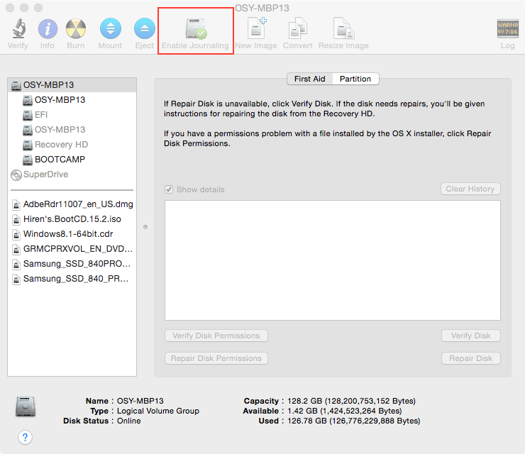 "The disk is not journaled. You must enab… Apple Community