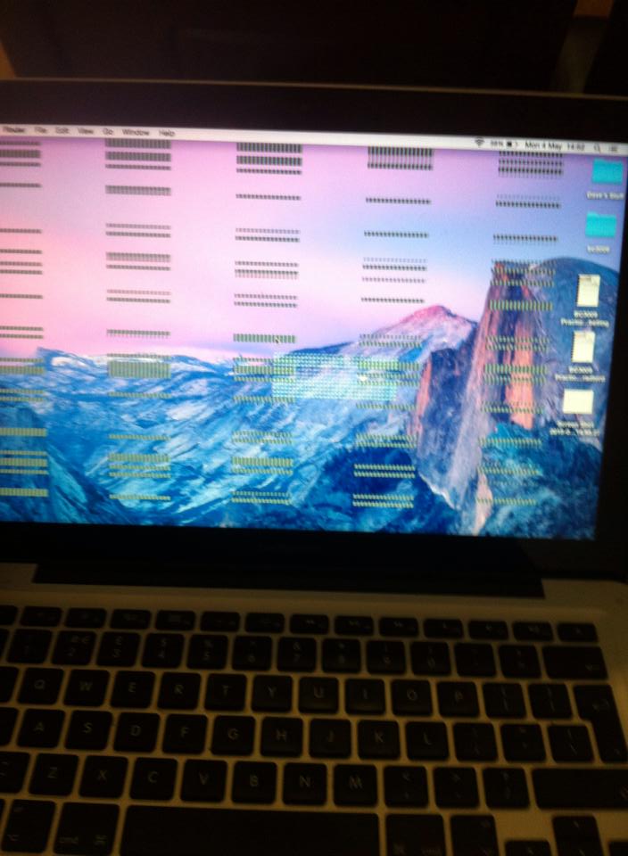 Screen froze, purple lines, three beeps. … Apple Community