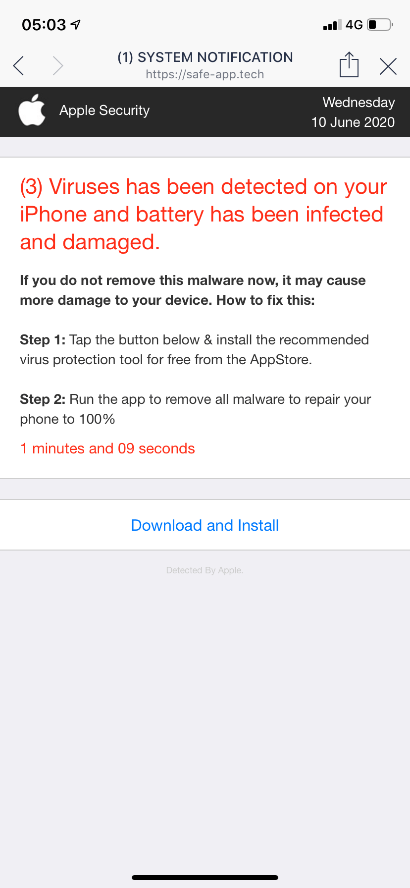 Message pop up iPhone detect malware has … Apple Community