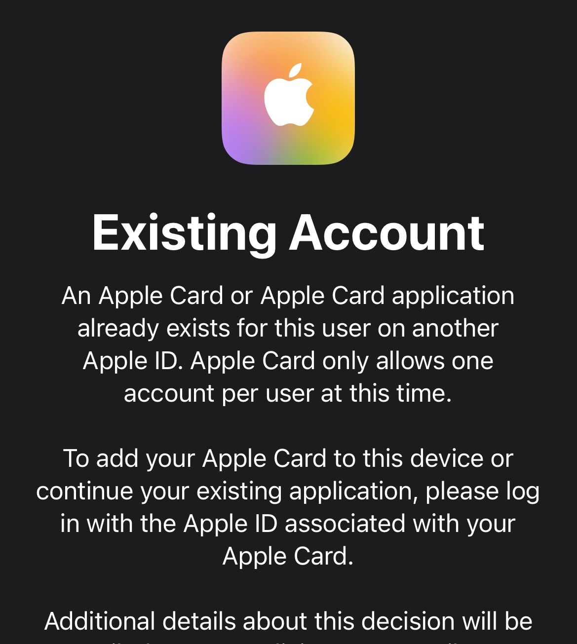 apple card already exists for this user? Apple Community