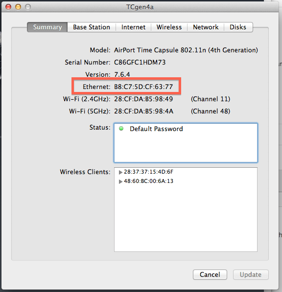 How to find MAC address of new AirPort ti… Apple Community