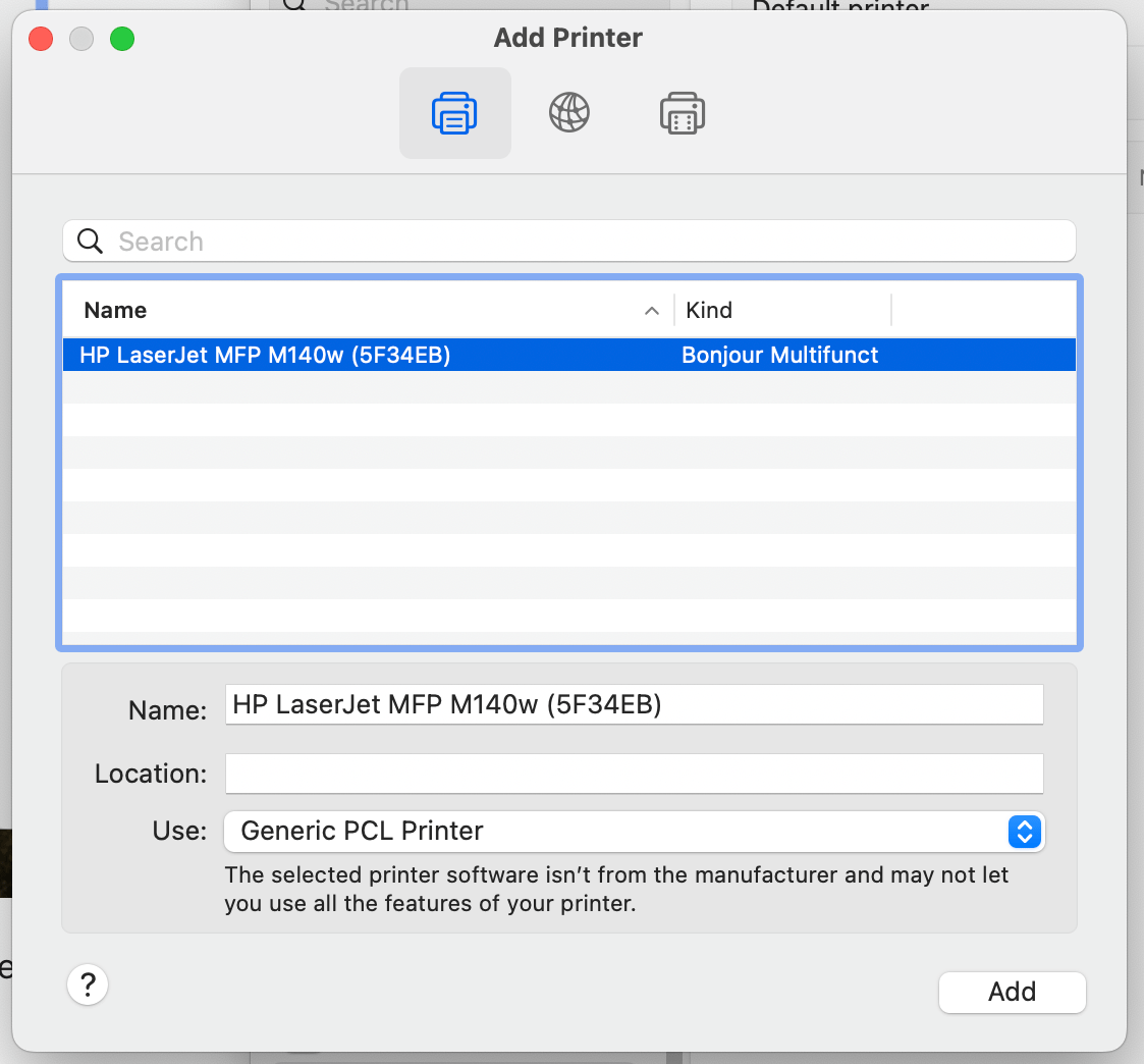 adding printer to mac asks for driver tha… - Apple Community