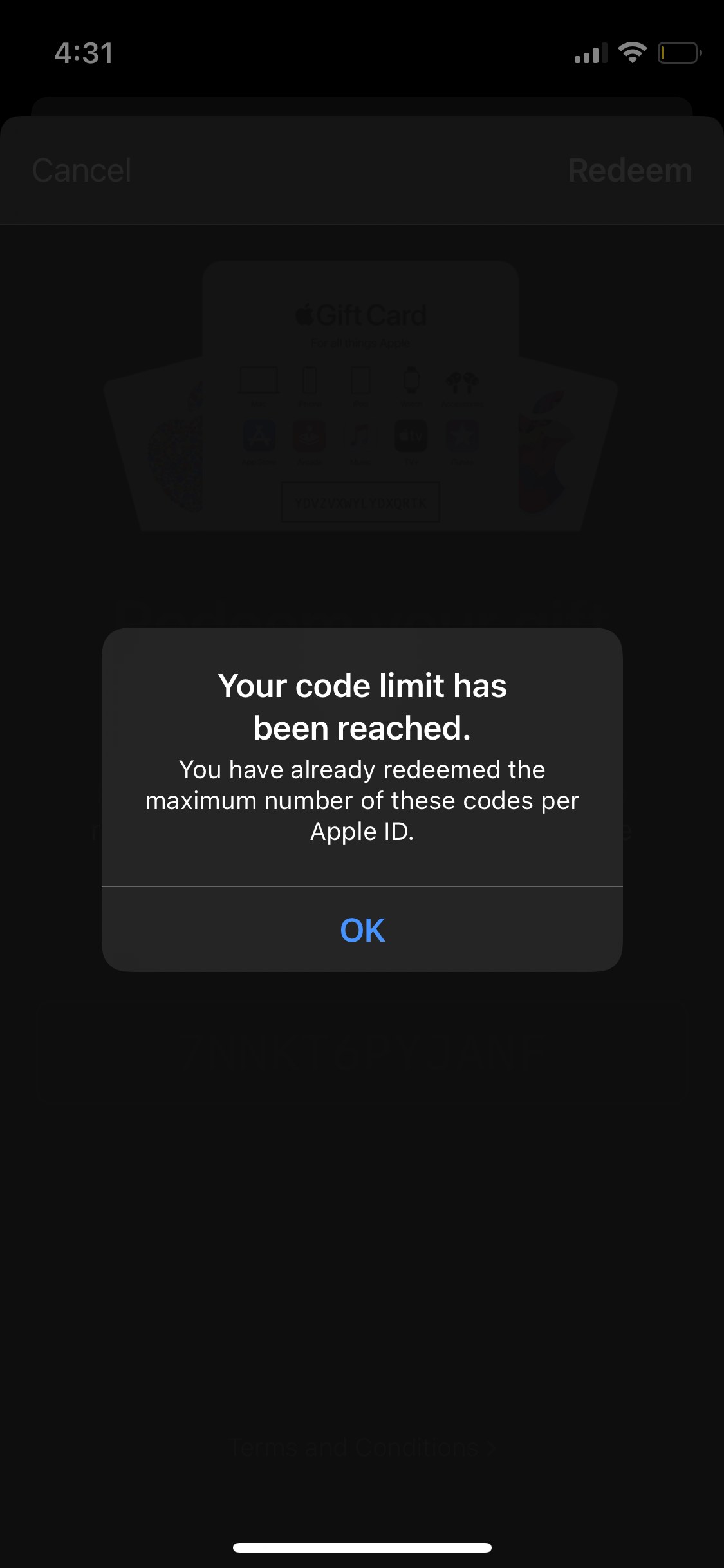 Code limit has been reached Apple Community