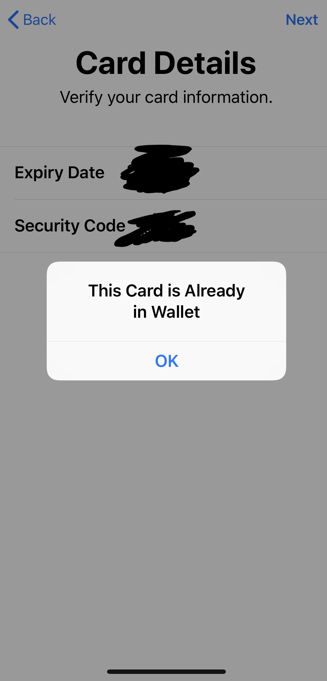 The card is already in Wallet Apple Community
