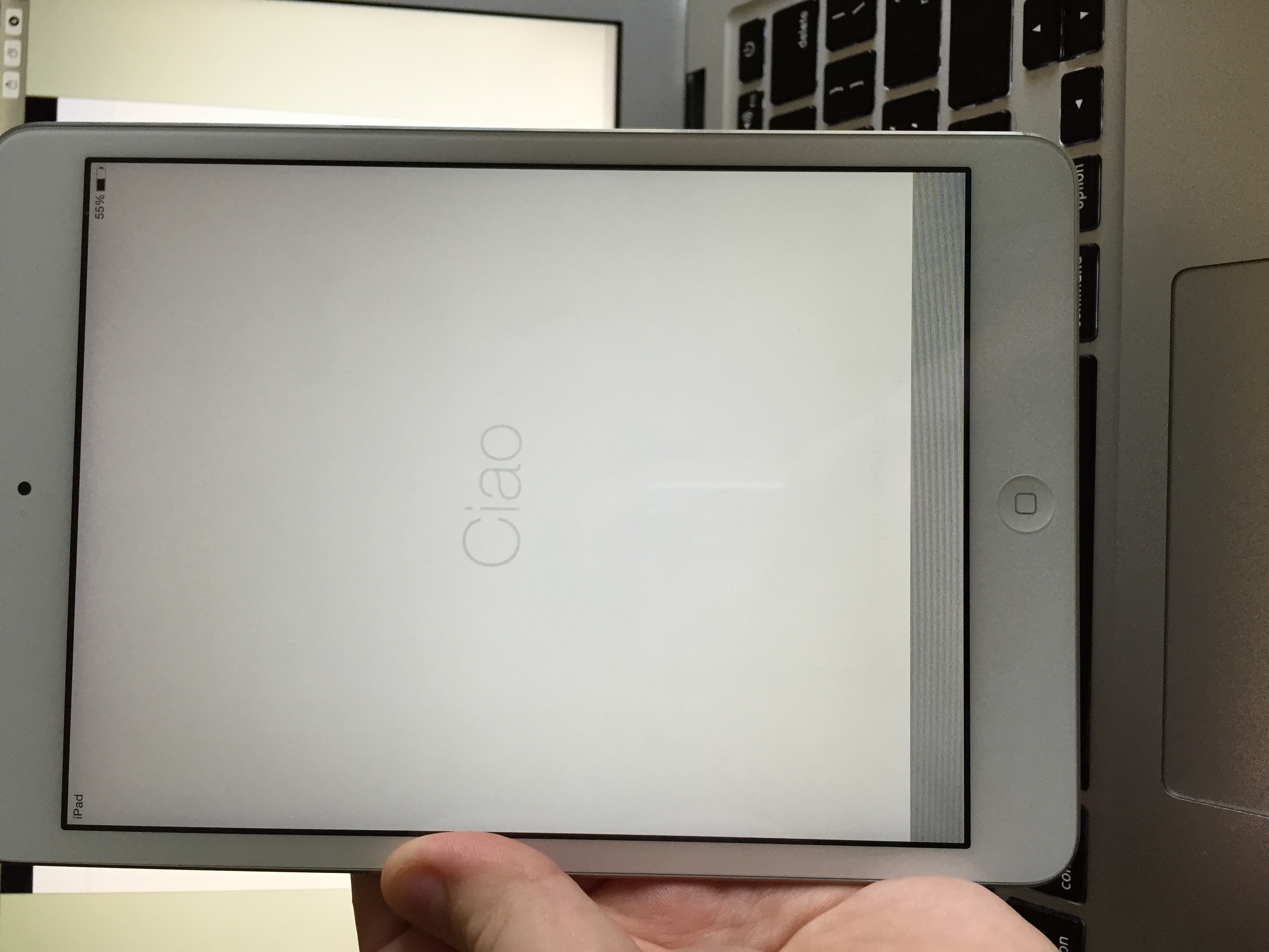 Weird grey bar across iPad screen? Apple Community