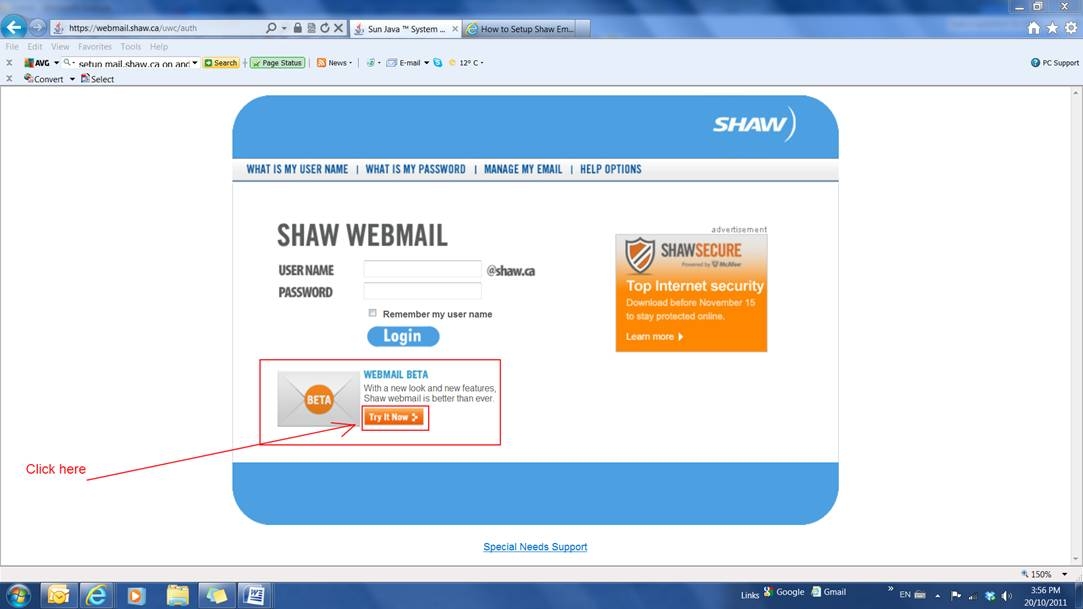 Unable to send shaw email Apple Community