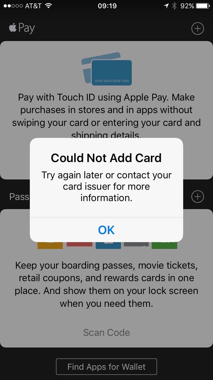 Wallet won't let me add any credit cards Apple Community