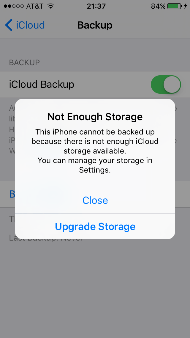 Storage full error message Apple Community