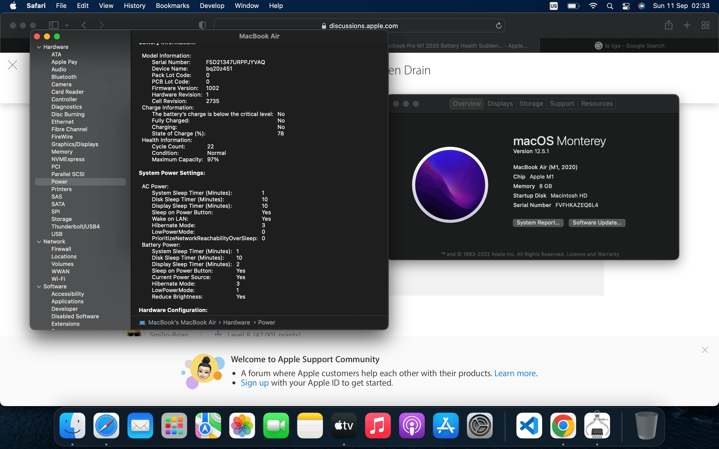 MacBook Air M1 battery health goes down t… Apple Community
