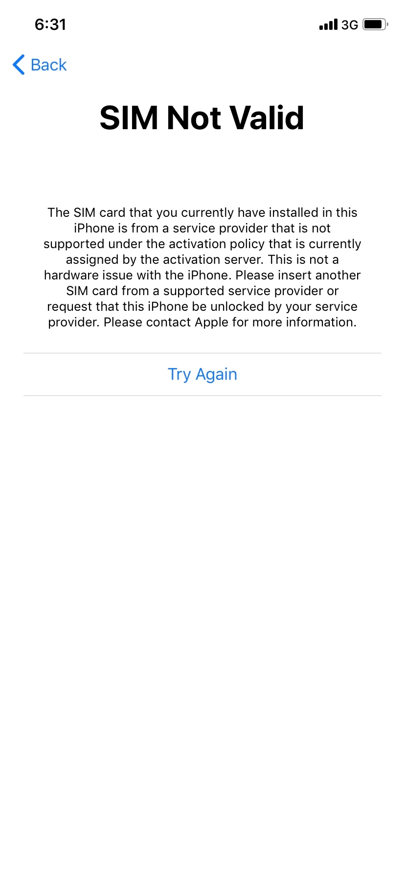My carrier doesn’t support Apple Community