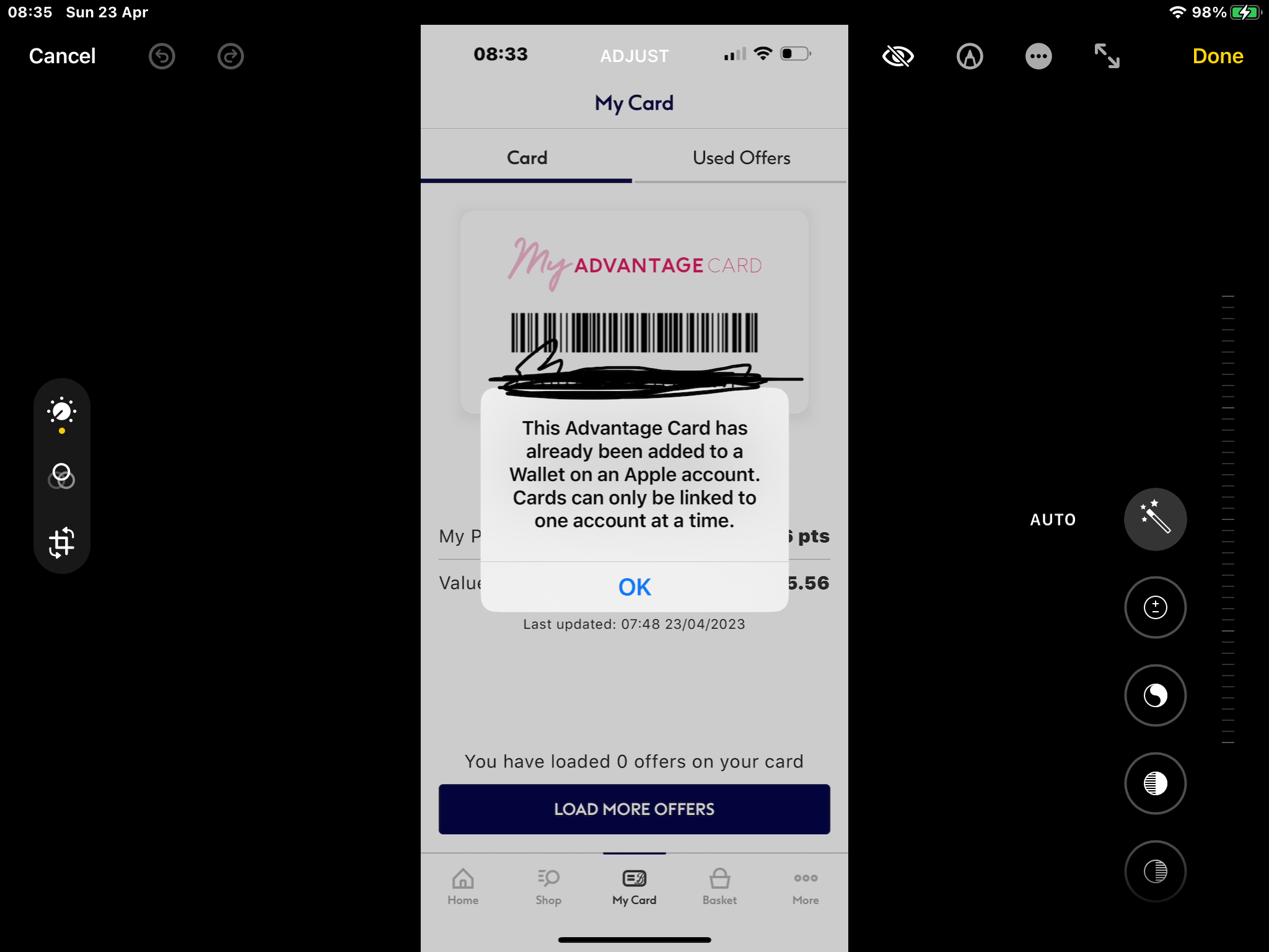 Digital Boots Advantage Card won’t add to… Apple Community