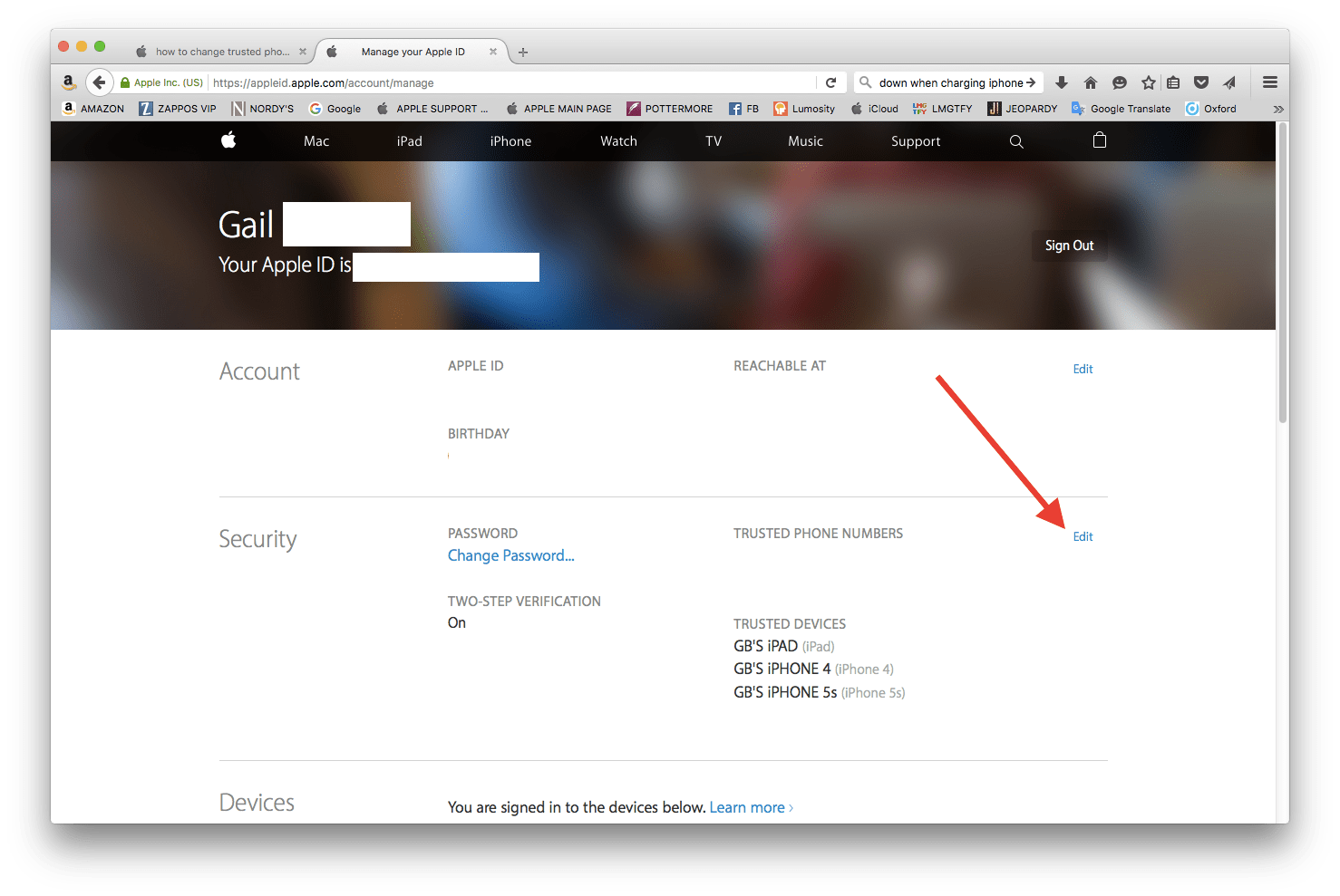 how to change trusted phone number Apple Community