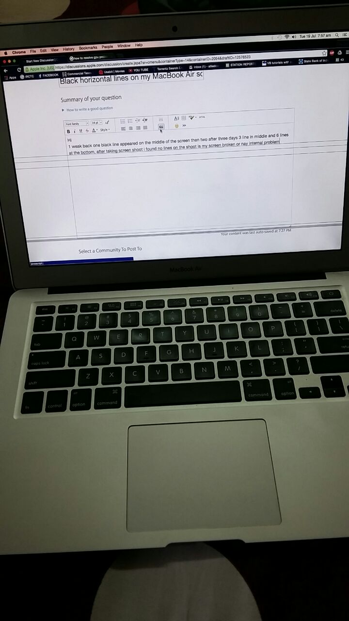 Black horizontal lines on my MacBook Air … Apple Community