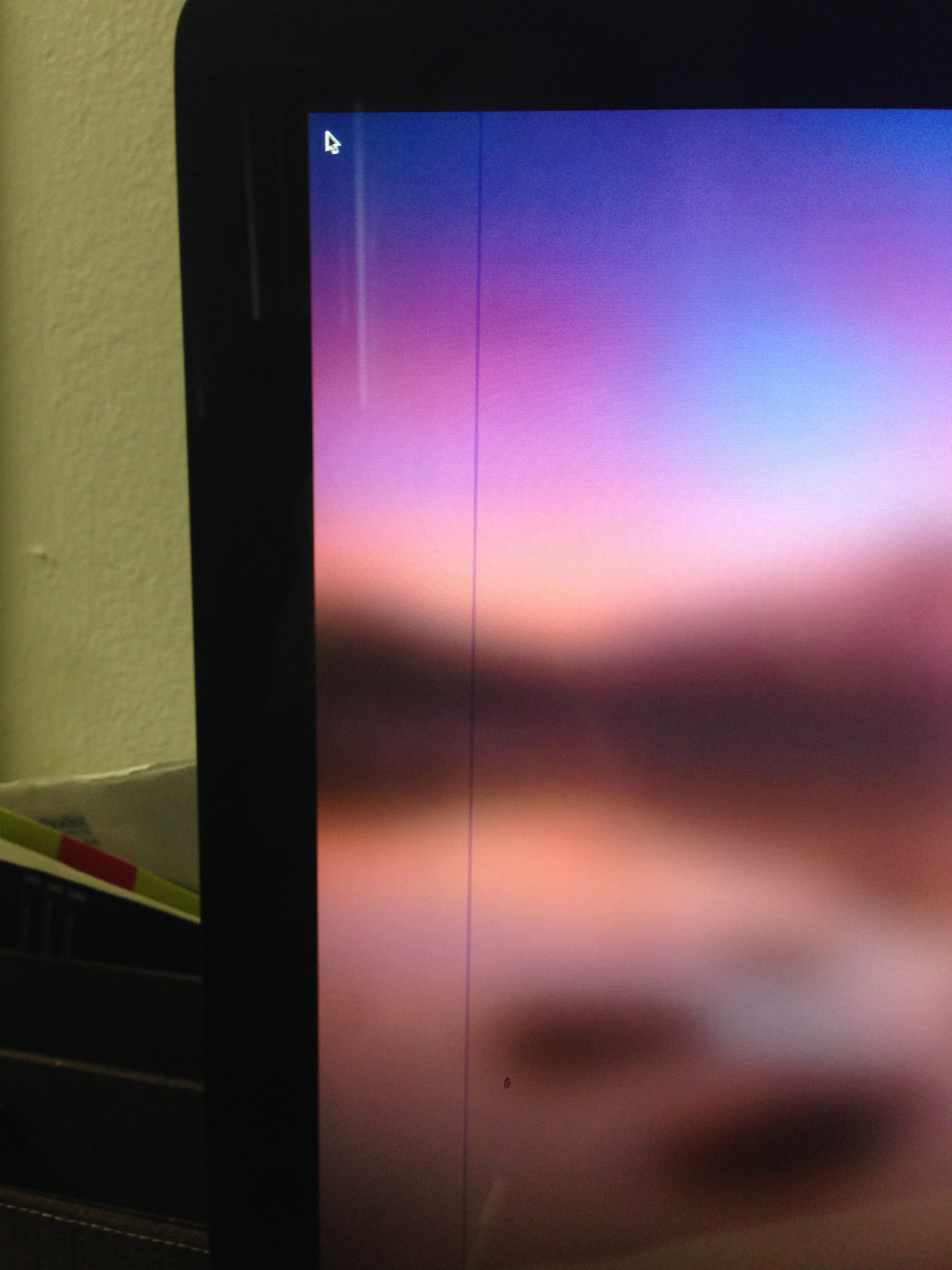 I have a blue line on left side running f… Apple Community