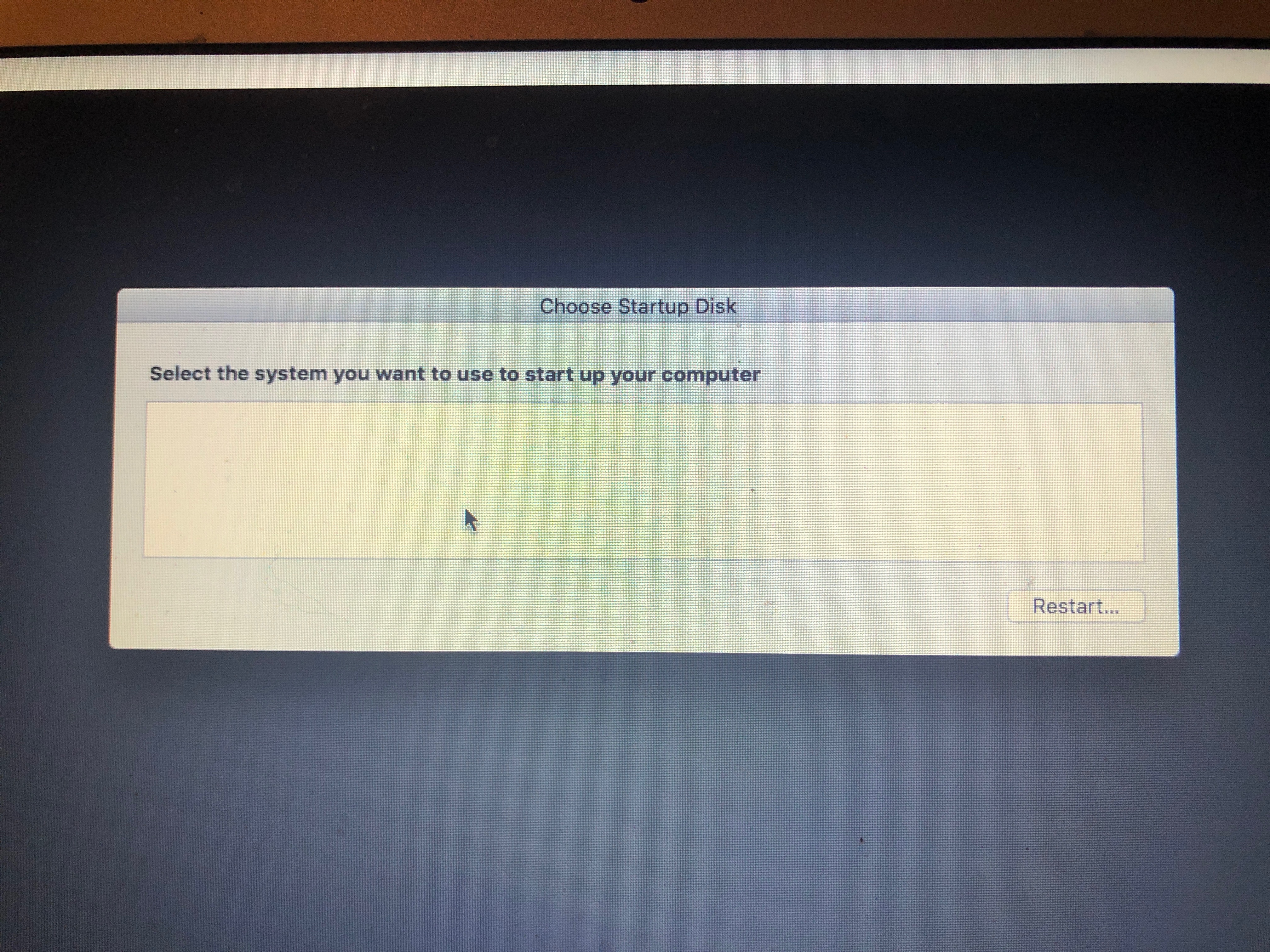 I can not choose a startup disk Apple Community