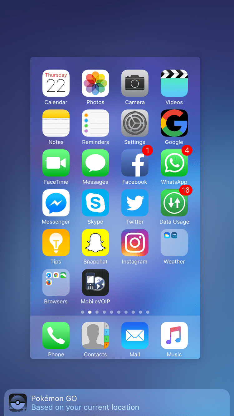 Pokemon Go, iPhone 6s message below Home … Apple Community