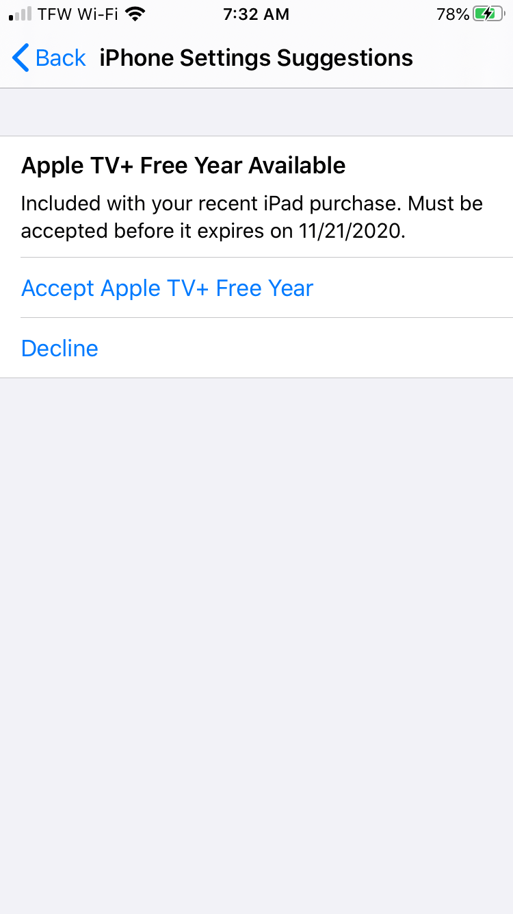 1 year free apple tv with new device Apple Community