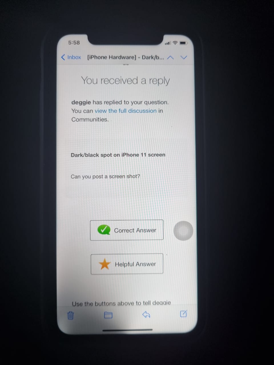 Dark/black spot on iPhone 11 screen Apple Community