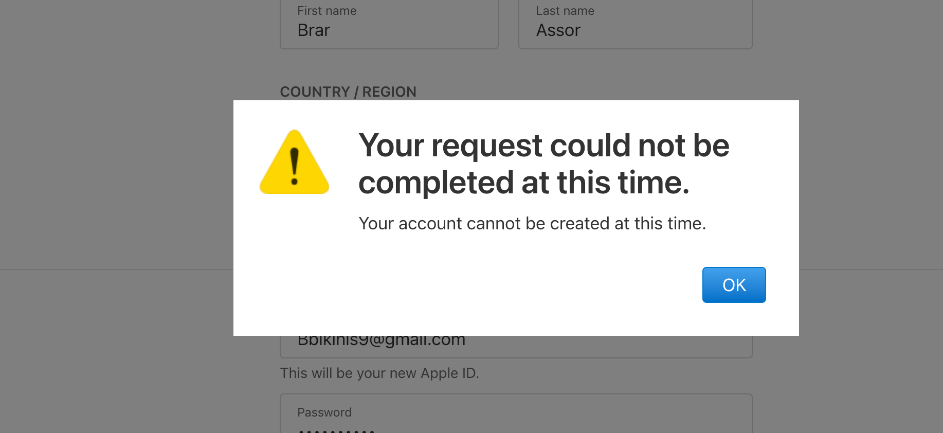 Your request could not be completed at th… Apple Community