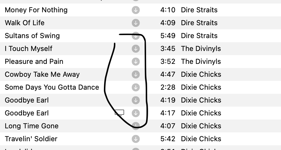 Music App gray circle with down arrow sin… Apple Community