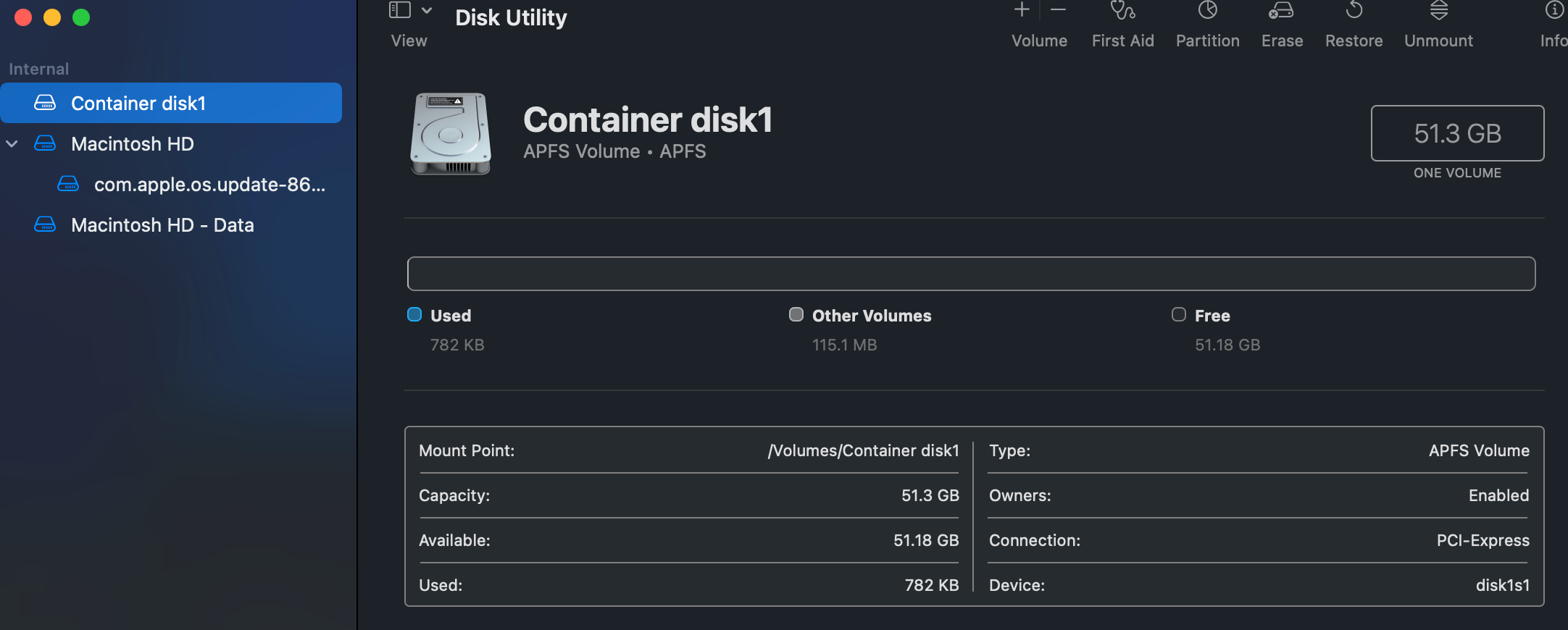 Can't delete Container disk1 Apple Community