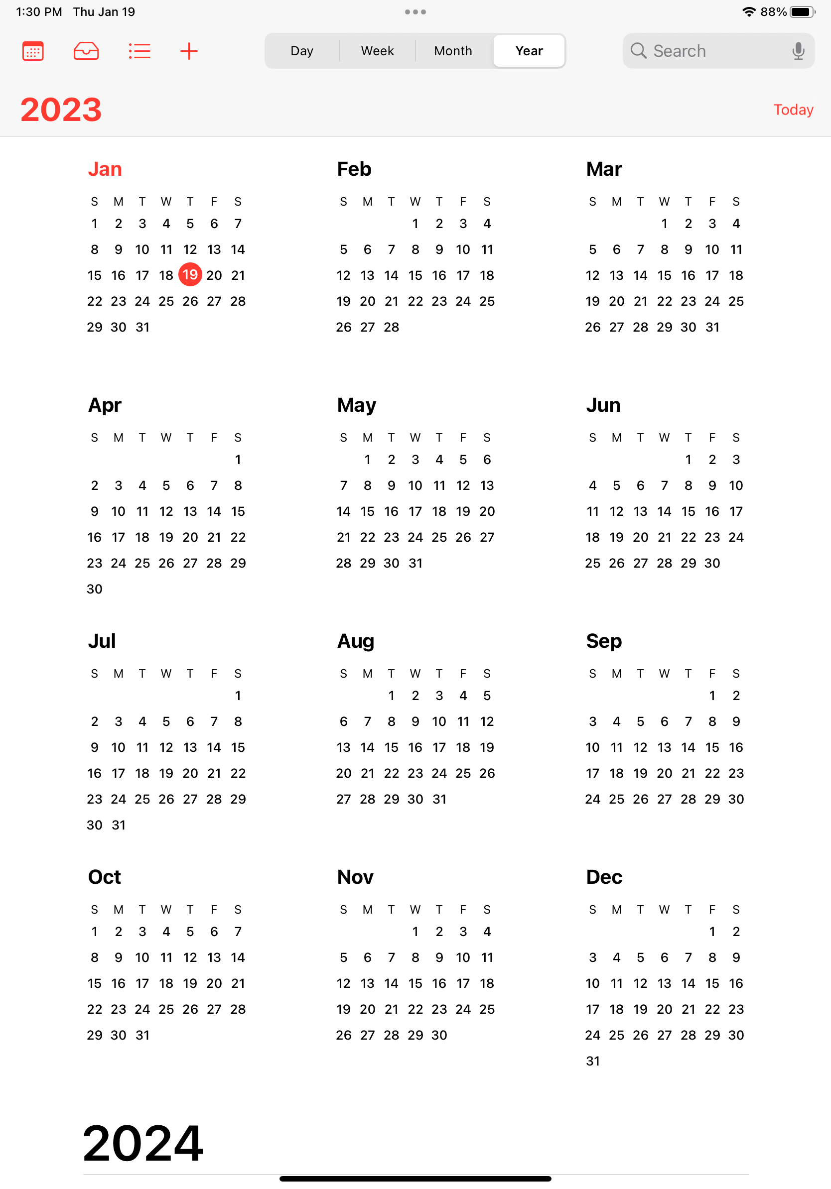 iPad calendar won't show the entire year … Apple Community