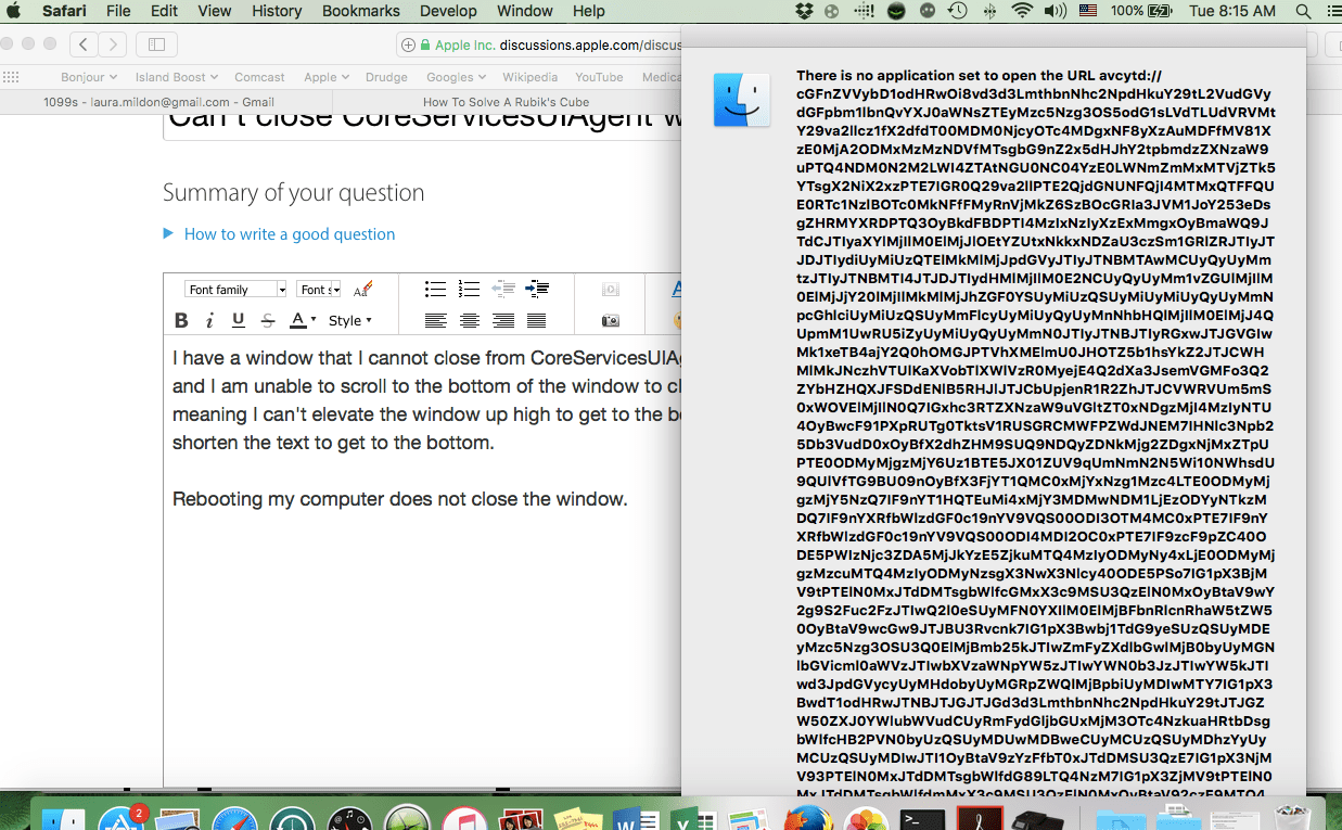 Can't close CoreServicesUIAgent window Apple Community
